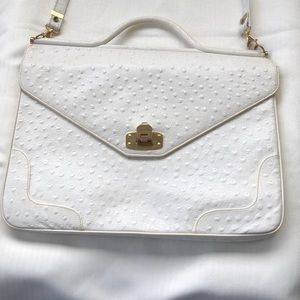 Vintage Chic de Paris satchel bag, white ostrich leather. Multi c…